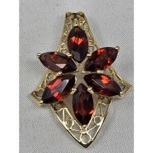 Vtg Mexico 14k Gold Star Flower Amethyst Pendant